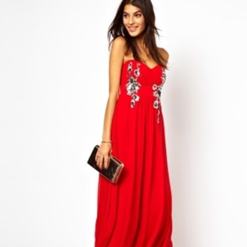 ASOS Little Mistress London Strapless Red Dress